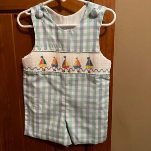 Sailboat smocked shortall